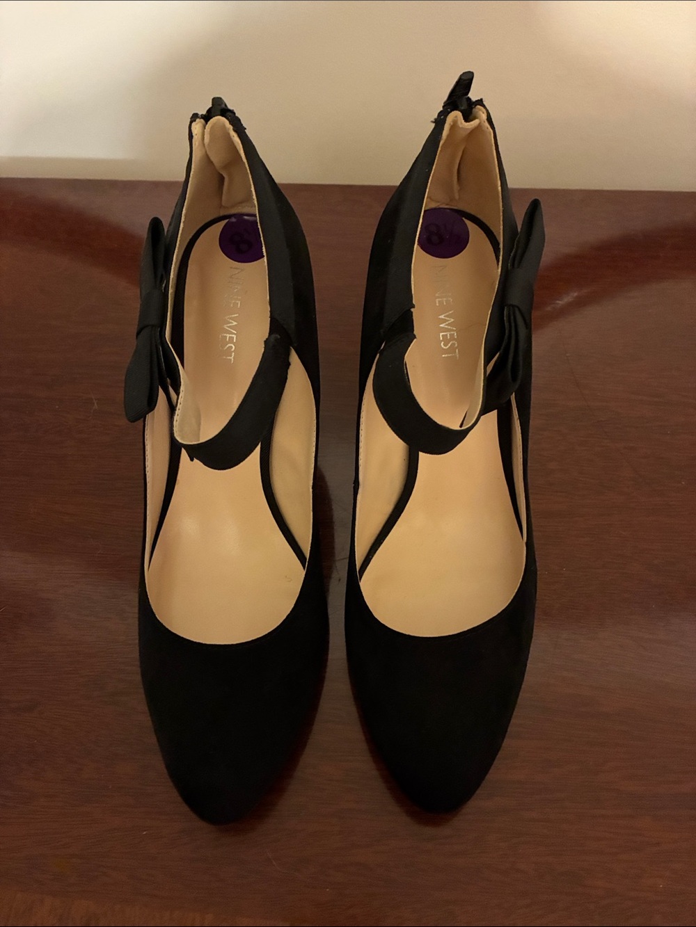 Nine West Black T-Strap Bow Pumps